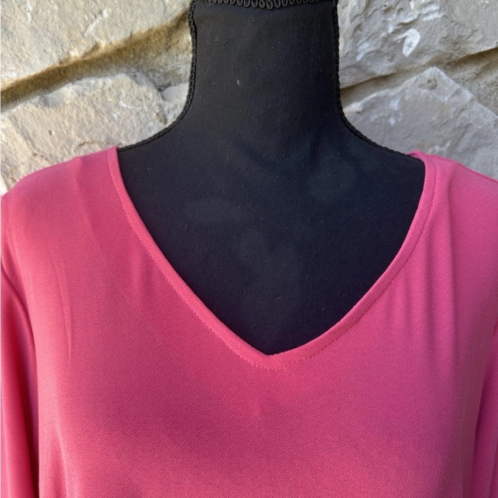Linea By Louis Dell'olio Size 1X Pink Knit‎ Seam Detailing V Neck 3/4 Sleeves EC - Picture 5 of 7